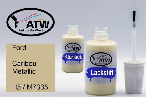 Ford, Caribou Metallic, H5 / M7335: 20ml Lackstift + 20ml Klarlack - Set, von ATW Autoteile West.
